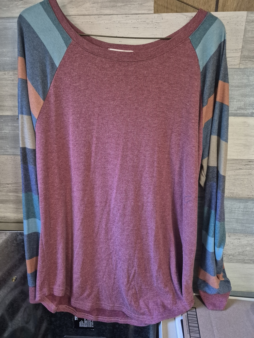 H A L I F E Colorblock Raglan Striped Long Sleeve Top Blue - Size XL NWOT - Picture 2 of 4